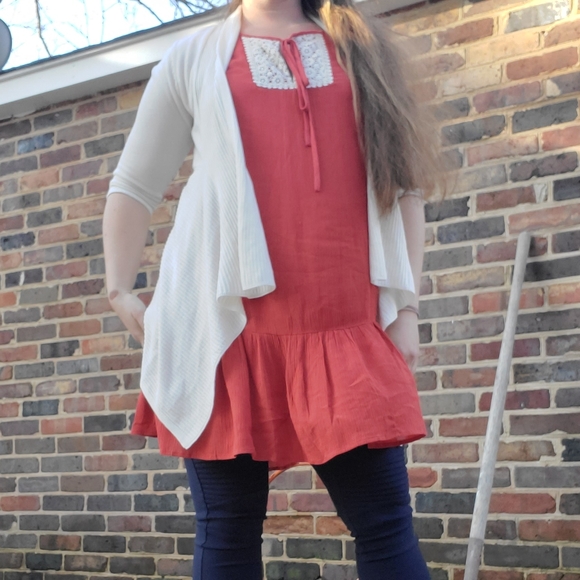 LAST 1! (M) Boho rust dress with crochet trim - Picture 6 of 6